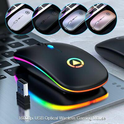 T.D.I Gaming Shop mouse Wireless USB Optical Mice Gaming Mouse 7 Color LED Backlit Rechargeable For PC